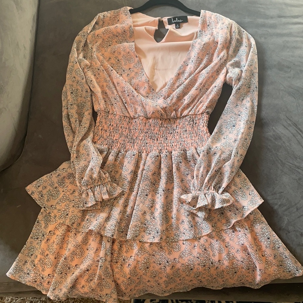 Mini smocked long sleeve dress